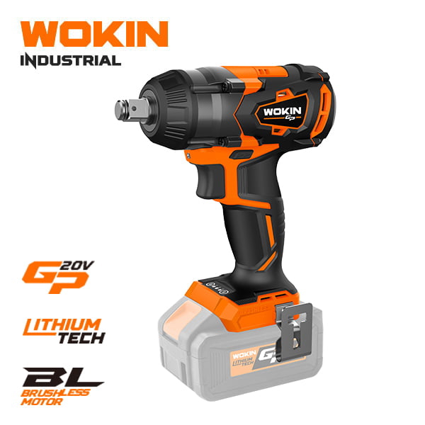 ელექტრო ქანჩის მოსახსნელი Wokin 621335, 20V, LI-ION CORDLESS IMPACT WRENCH (INDUSTRIAL), Black/Orange