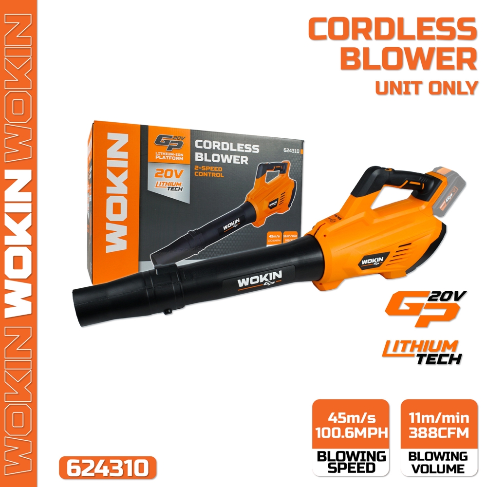 ჰაერის დამბერი Wokin 624310, 20V, 11m³/m, Li-ion Cordless Blower, Orange