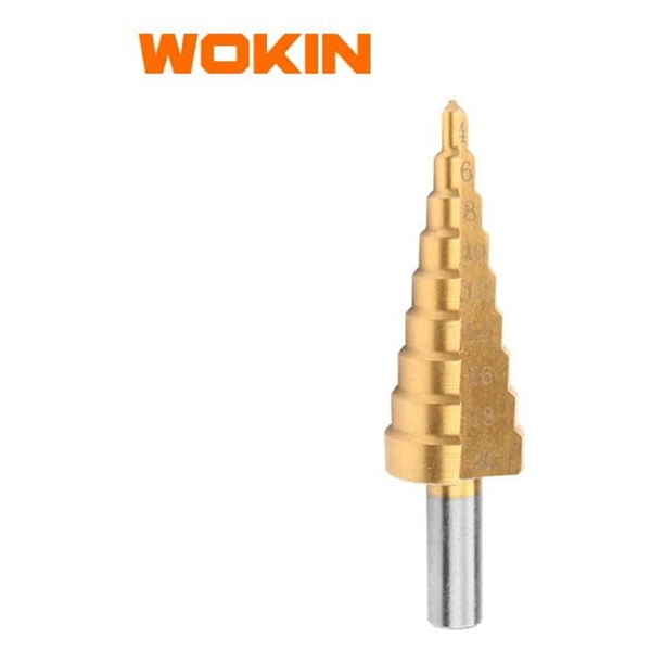 ბურღის პირი მეტალისთვის Wokin 759020, 4-20*2mm, Titanium Coated Step Drill Bit, Gold