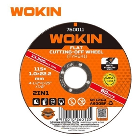 Flat Cutting-Off Wheel (TYPE41) Wokin 760012, 125*1*22.2mm, Orange