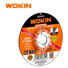 მეტალის საჭრელი დისკი Wokin 760411, 115X3.0X22.2mm, Depressed Centre Cutting-Off Wheel (METAL), Orange