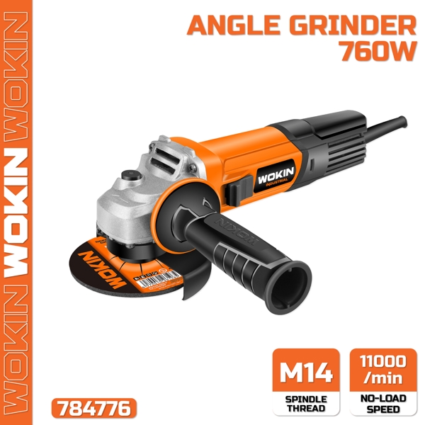 კუთხსახეხი Wokin 784776, 760W, 115mm, Angle Grinder (INDUSTRIAL), Black/Orange