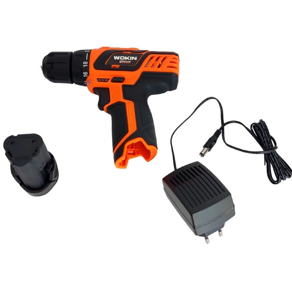 ელექტრო სახრახნისი Wokin 780712, 12V, 1400Rpm, Li-ion Cordless Drill, Black/Orange