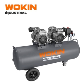 Silent And Oil Free Air Compressor Wokin 831512 INDUSTRIAL, 2x1380W, 100L, Grey