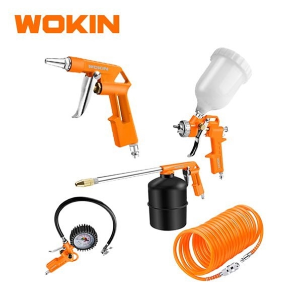 ჰაერის კომპრესორის თავის ნაკრები Wokin 816005, 5Pcs, Air Tools Kit, Orange