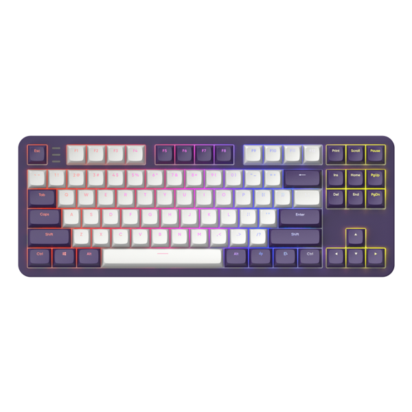 კლავიატურა Dark Project ALU87A Violet, Wired, RGB, USB, Gaming Keyboard, White/Purple