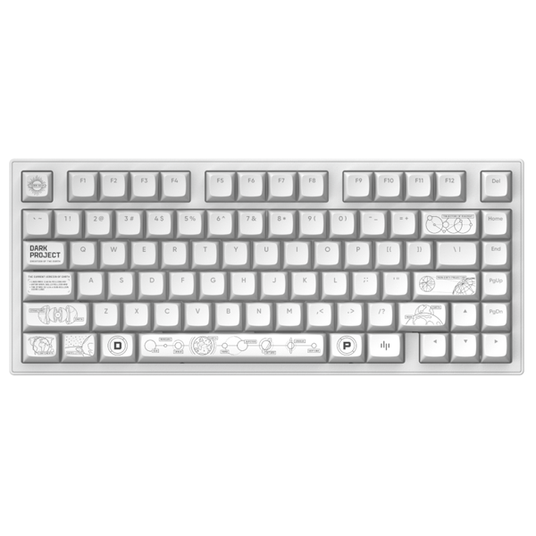 კლავიატურა Dark Project ALU81A Terra Nova, Wireless, RGB, BT, USB, Gaming Keyboard, White