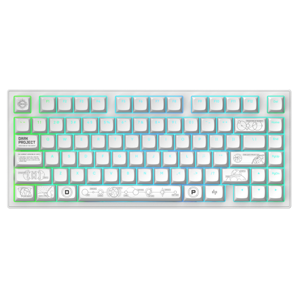 კლავიატურა Dark Project ALU81A Terra Nova, Wireless, RGB, BT, USB, Gaming Keyboard, White