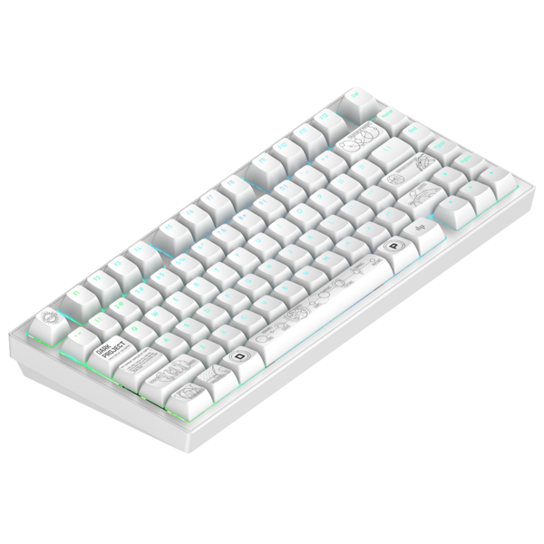 კლავიატურა Dark Project ALU81A Terra Nova, Wireless, RGB, BT, USB, Gaming Keyboard, White