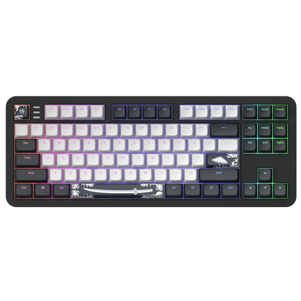 კლავიატურა Dark Project ALU87B Bushido, Wired, RGB, USB-C, Gaming Keyboard, Black/White