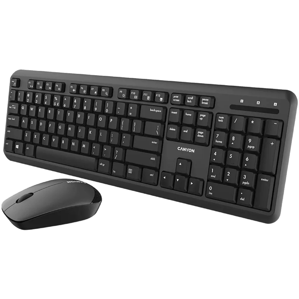 Keyboard And Mouse Canyon CNS-HSETW02-UK/US W20, Wireless, USB, Black