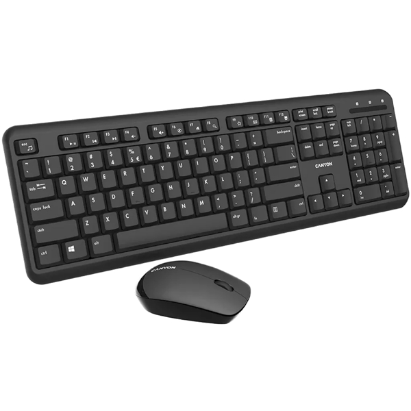 Keyboard And Mouse Canyon CNS-HSETW02-UK/US W20, Wireless, USB, Black