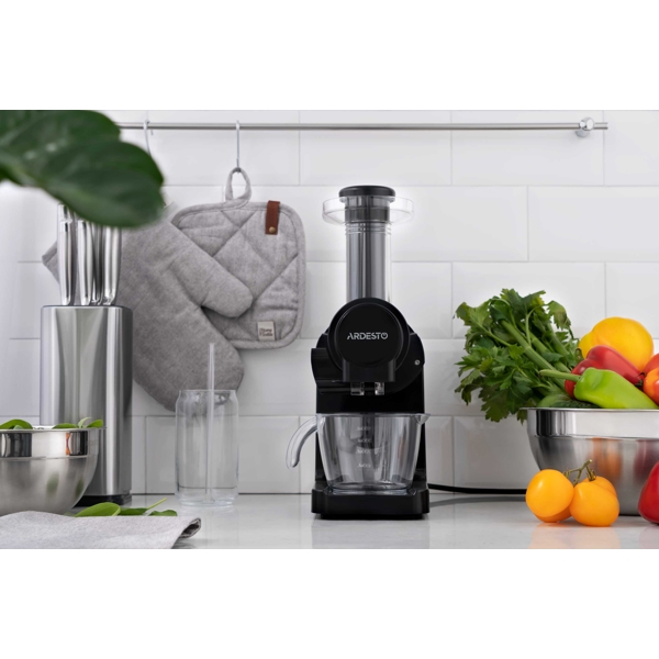 წვენსაწური Ardesto JEG-1500S, 200W, 0.4L, Juicer, Black/Silver