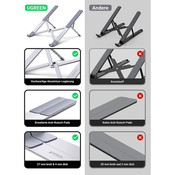 ნოუთბუქის სადგამი UGREEN LP451 (40289), Foldable Laptop Stand, Silver