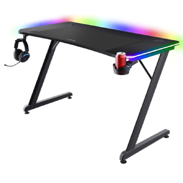 გეიმერული მაგიდა Trust GXT710 Luminus Pro, RGB, Gaming Desk, Black