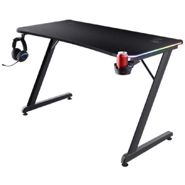 გეიმერული მაგიდა Trust GXT709 Luminus, RGB, Gaming Desk, Black