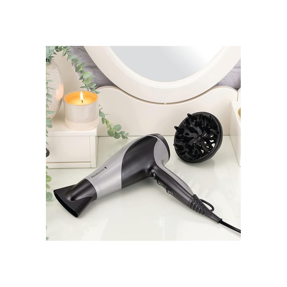 თმის საშრობი Remington D3190S, 2200W, Hair Dryer, Grey/Black