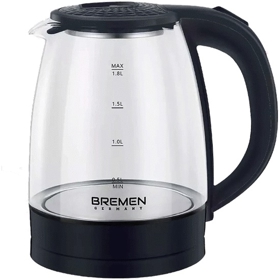 ელექტრო ჩაიდანი Bremen BR 9008, 1500W, 1.8L, Electric Kettle, Black