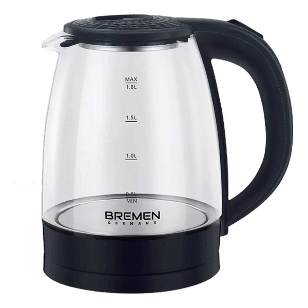 ელექტრო ჩაიდანი Bremen BR 9008, 1500W, 1.8L, Electric Kettle, Black