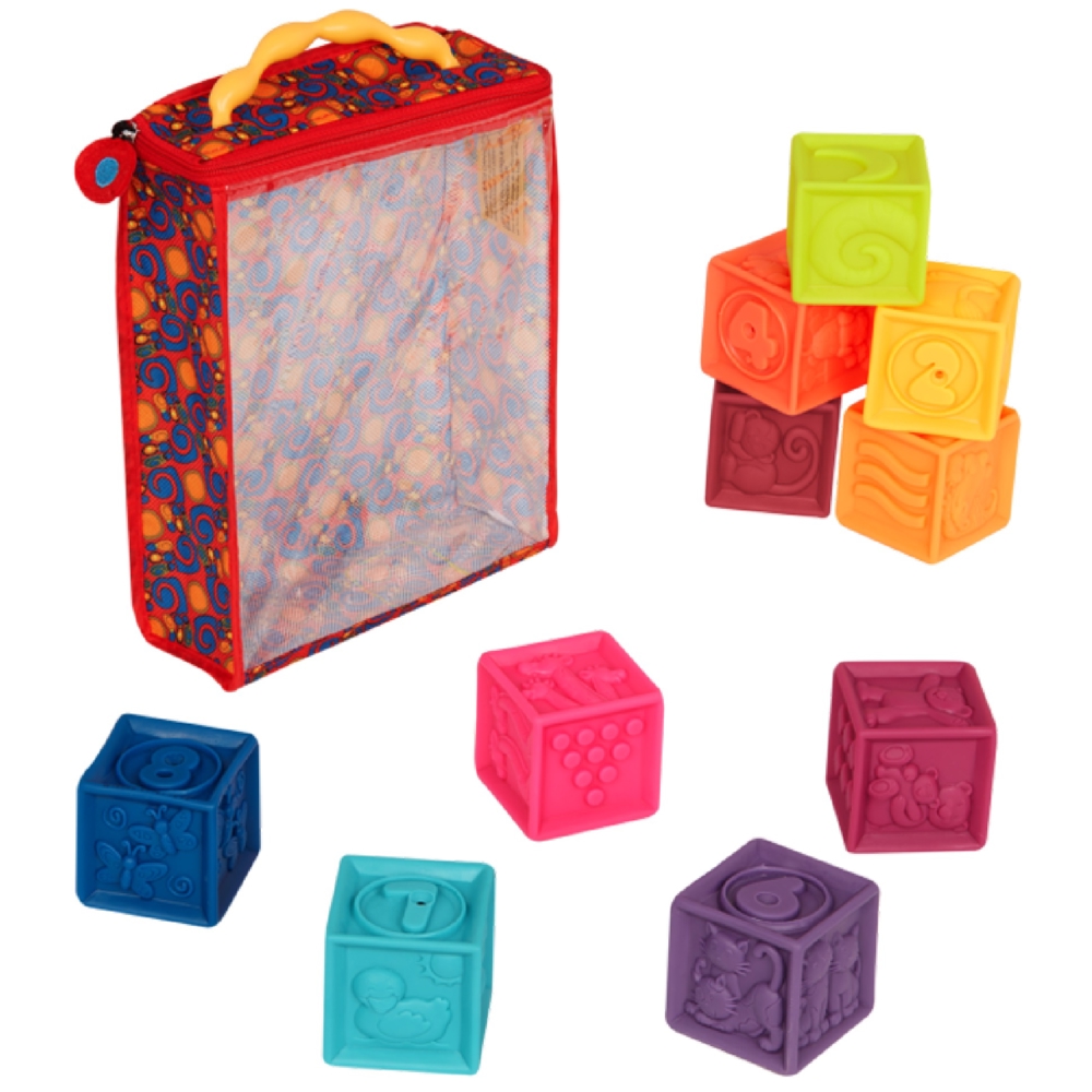 ასაწყობი კუბები Btoys BX1002Z One Two Squeeze, 10Pcs, Soft Blocks