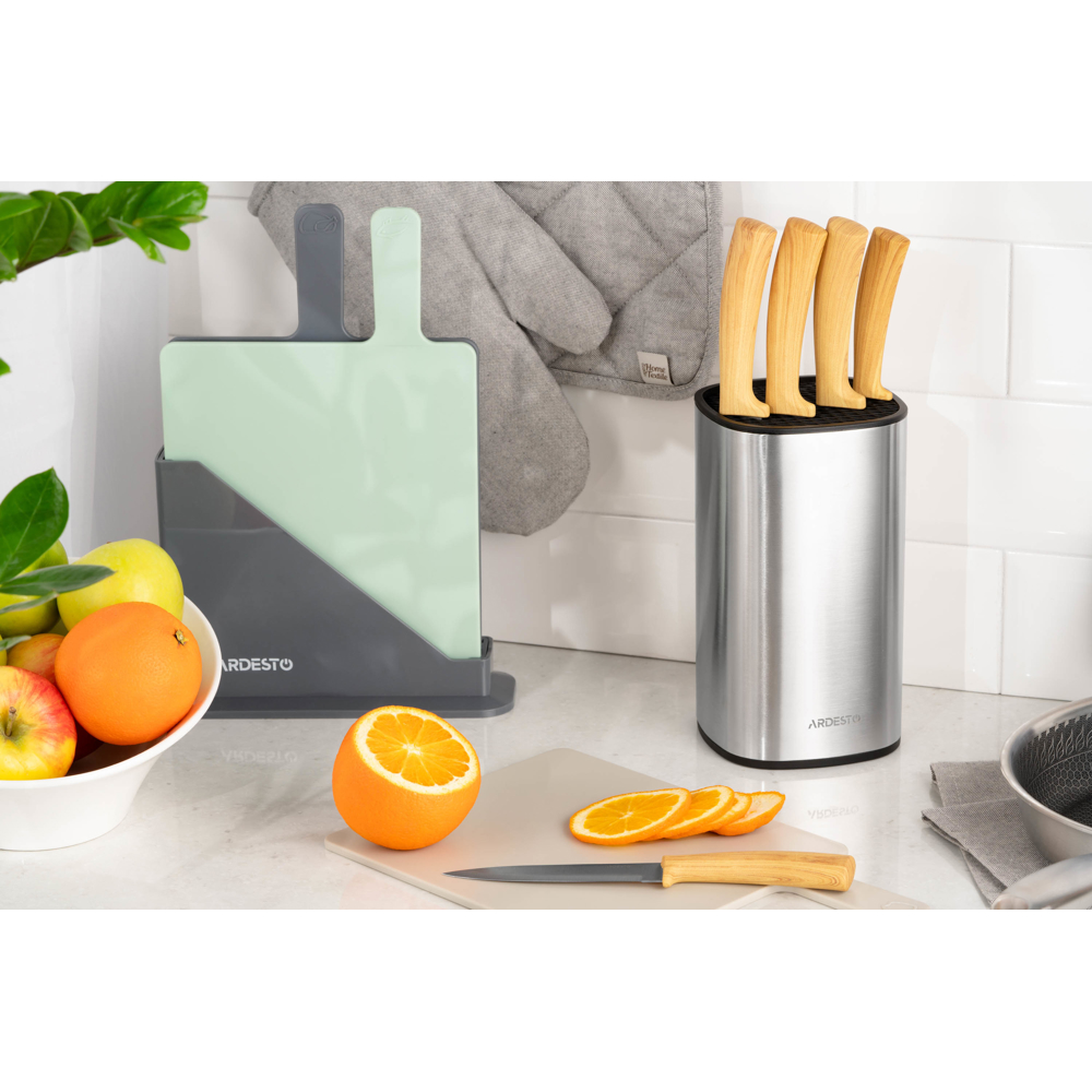 დანების ნაკრები Ardesto AR2105WD Midori, 5pcs, Knifes Set, Silver/Wood