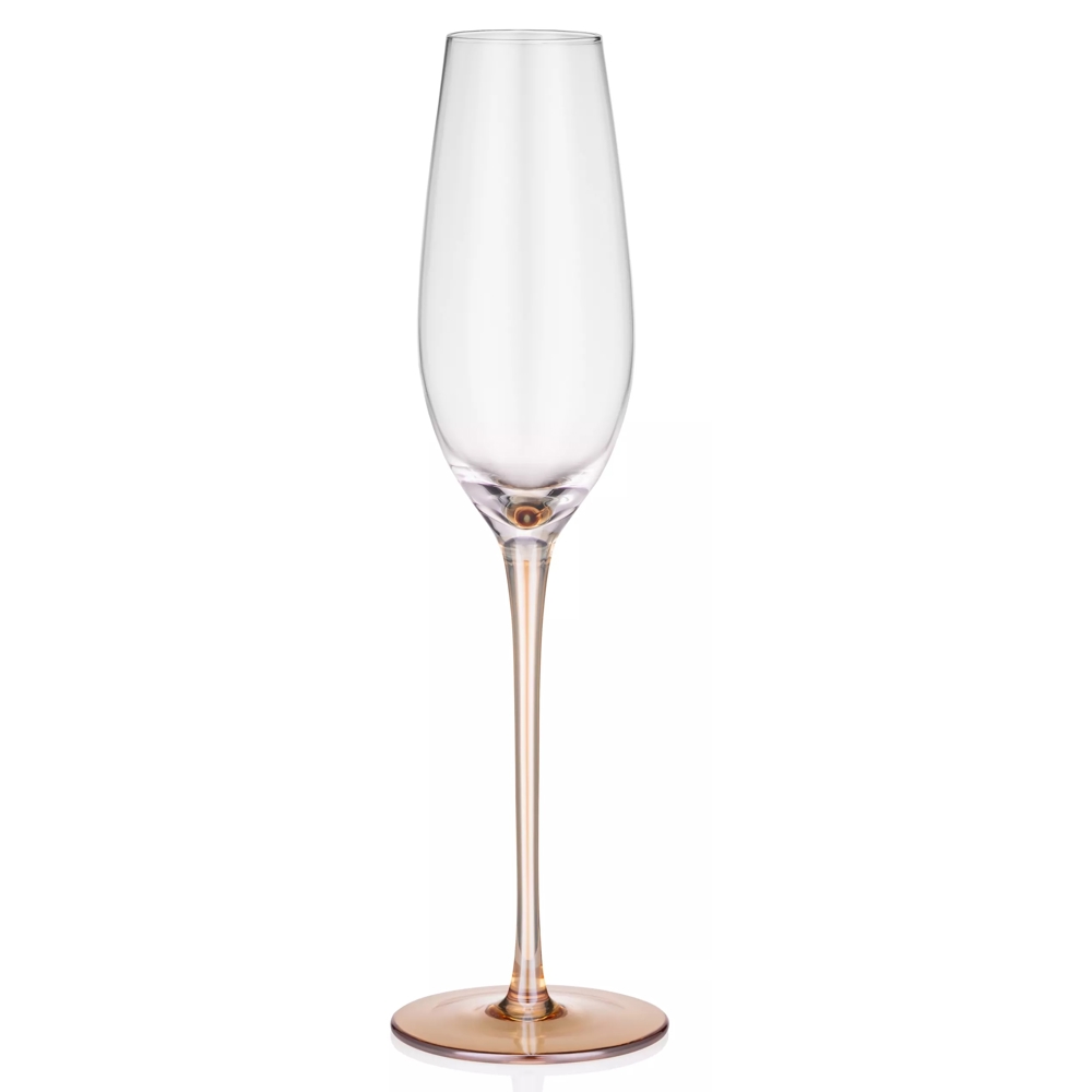 Champagne Glasses Set Ardesto AR2621G Black Mars Amber, 0.21l, 2pcs, Transparent/Golden