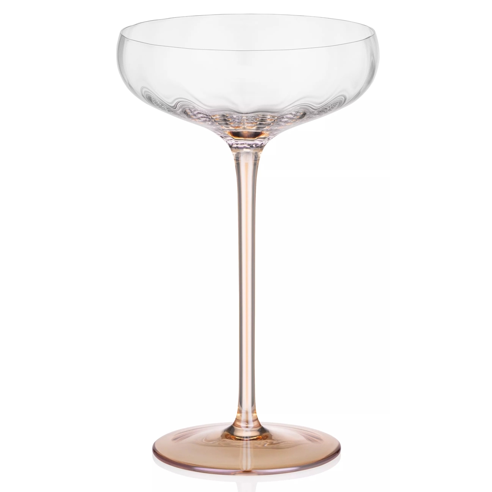 ჭიქების ნაკრები Ardesto AR2620AM Black Mars Amber, 0.2l, 2pcs, Champagne Glasses Set, Transparent/Golden