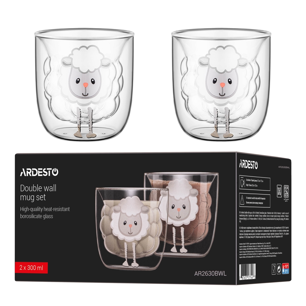 Double Wall Mug Set, Ardesto AR2630BWL, 0.3l, 2pcs, Transparent