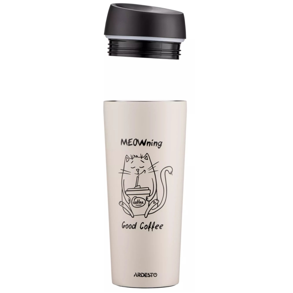 თერმოსი Ardesto AR2645WC Coffee Time Meowning, 450ml, Thermos, Beige