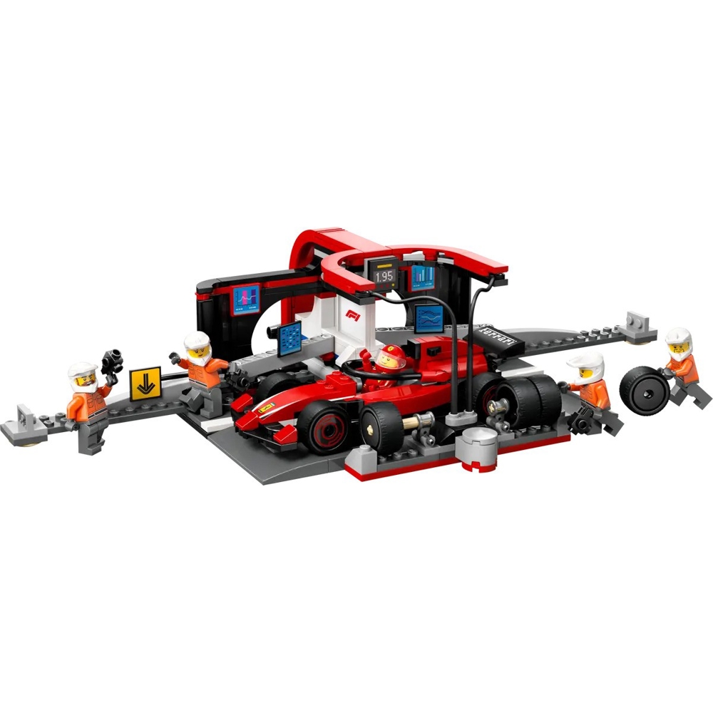 ასაწყობი კონსტრუქცია Lego 60443 City, F1 Pit Stop & Pit Crew with Ferrari Car