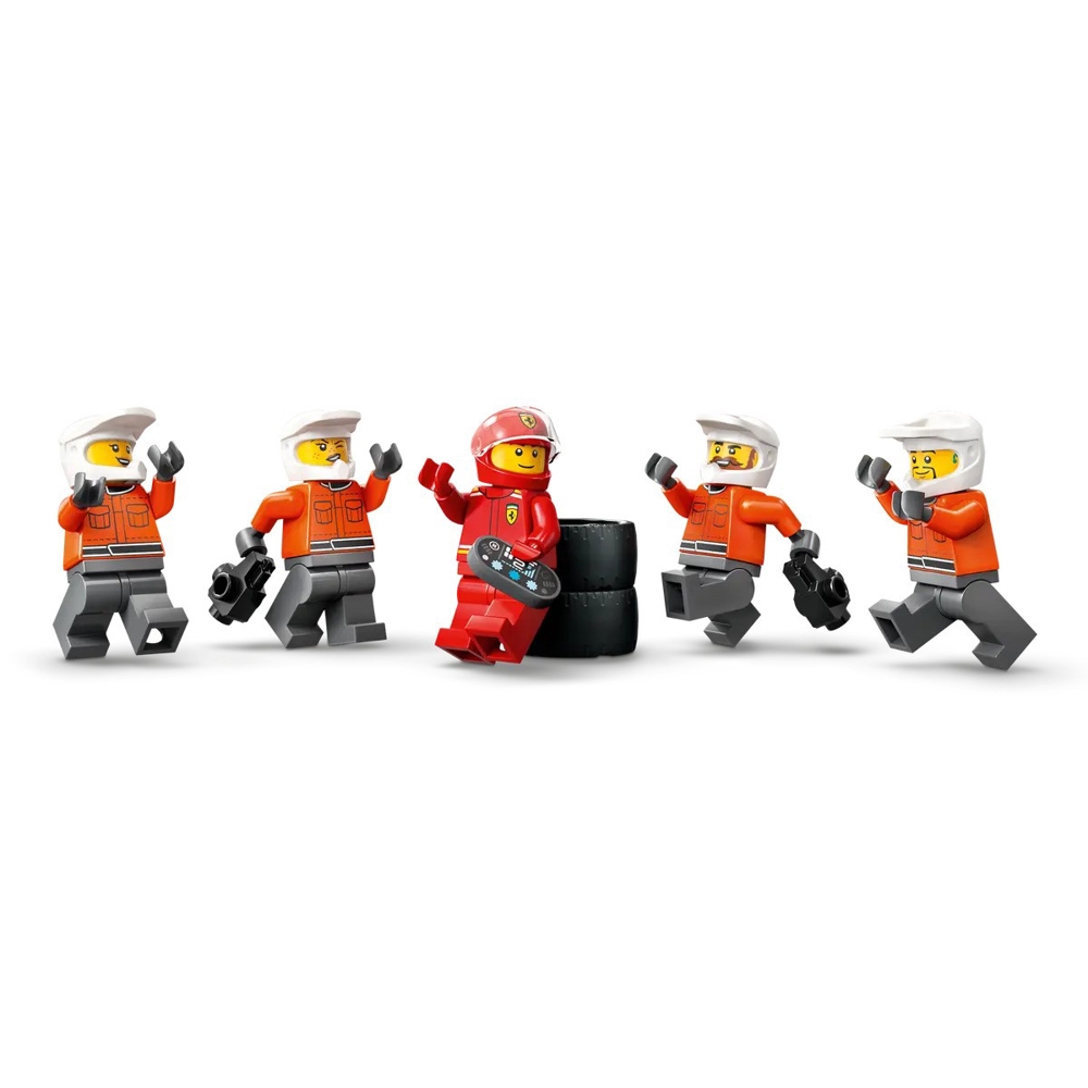 ასაწყობი კონსტრუქცია Lego 60443 City, F1 Pit Stop & Pit Crew with Ferrari Car
