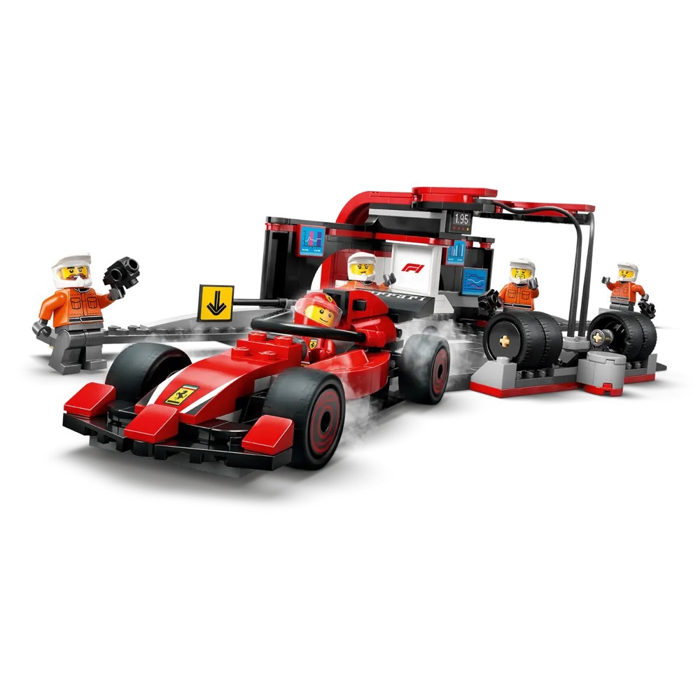 ასაწყობი კონსტრუქცია Lego 60443 City, F1 Pit Stop & Pit Crew with Ferrari Car