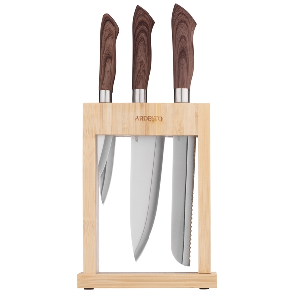 დანების ნაკრები Ardesto AR2105GR block Midori, 6pcs, Knifes Set, Oak