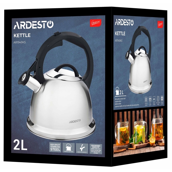 ჩაიდანი Ardesto AR1949KS Gemini, 2l, Kettle, Stainless Steel