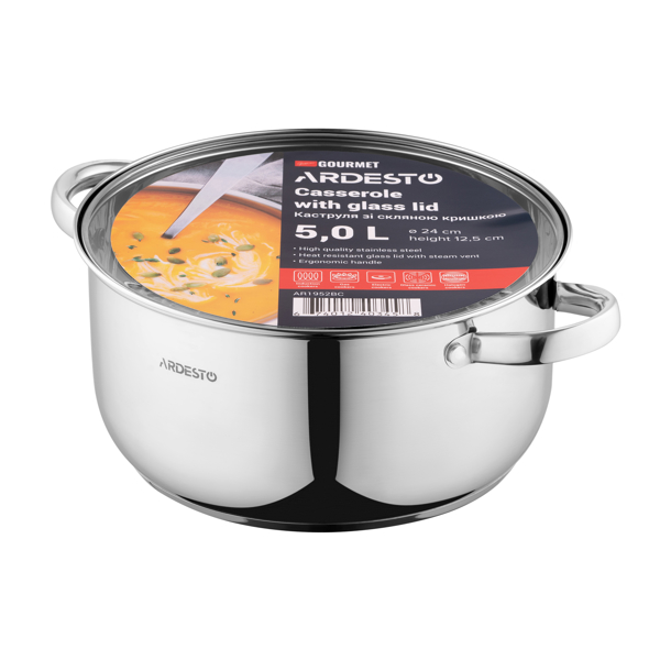 ქვაბი Ardesto AR1952BC Gemini Gourmet Aosta, 5l, 24cm, Stainless Steel