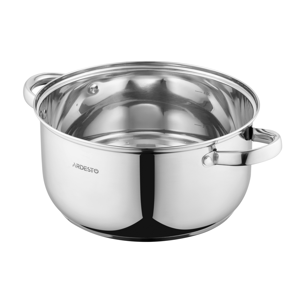 Casserole with glass lid Ardesto AR1952BC Gemini Gourmet Aosta, 5l, 24cm, Stainless Steel