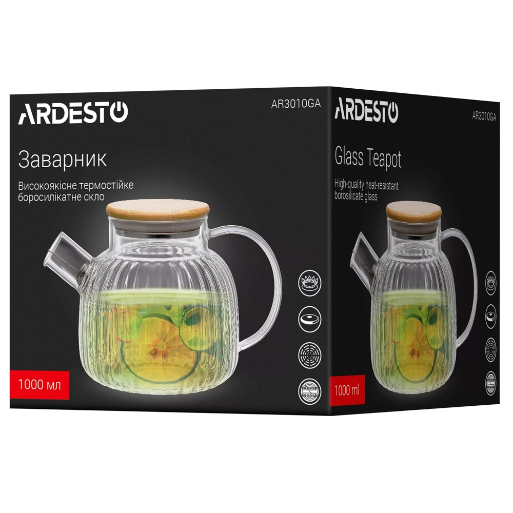 ჩაიდანი Ardesto AR3010GA Iceberg, 1l, Tea Pot, Transparent