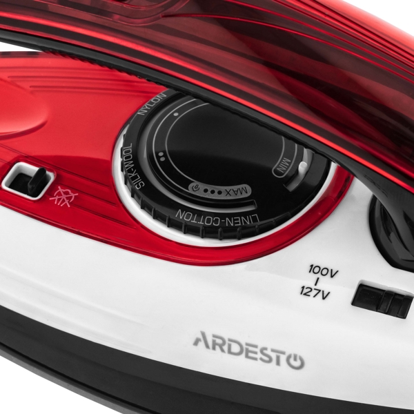 ორთქლის უთო Ardesto TI-S1200, 1000W, 70ML, Steam Iron, White/Red