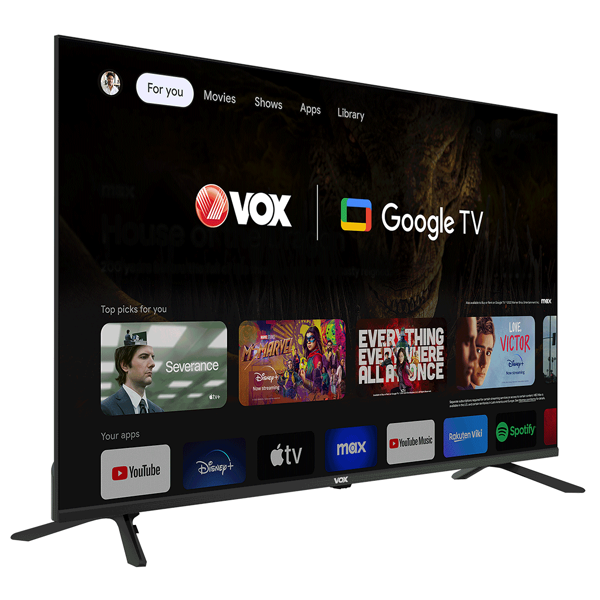 ტელევიზორი VOX 55GOU080B, 55", 4K UHD, Smart TV, HDMI, USB, LAN, Bluetooth, Wi-Fi, Black