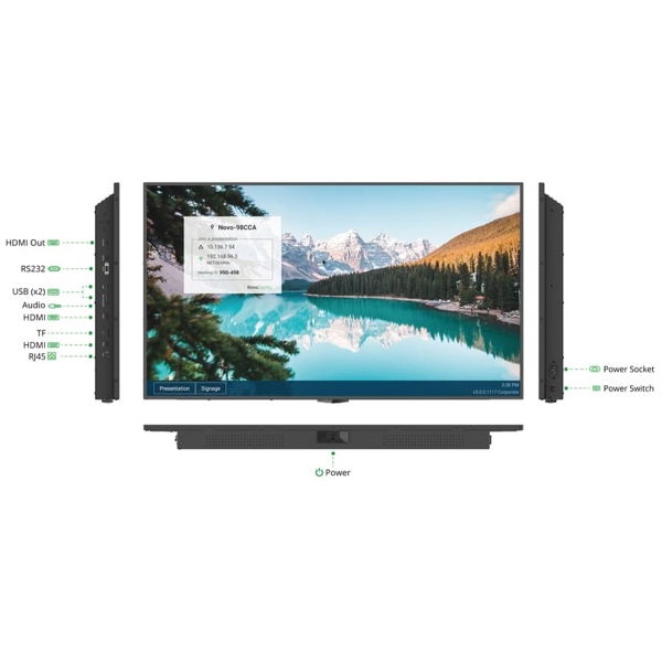 კომერციული ეკრანი  Vivitek DK433 NovoDisplay DK-3 series, 43", 4GB, 32GB, DSD 24/7, Digital Signage Display, Black