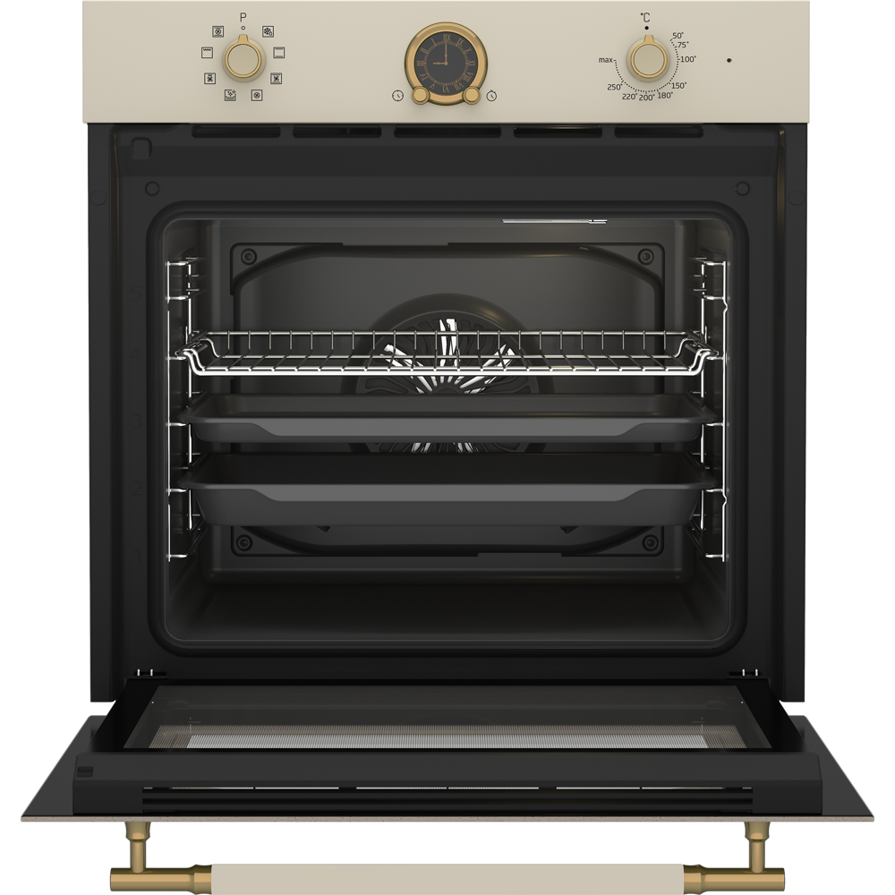 ჩასაშენებელი ელექტრო ღუმელი Beko RBIM 19200 CD b300, 2400W, 72L, Built-In Electric Oven, Cream