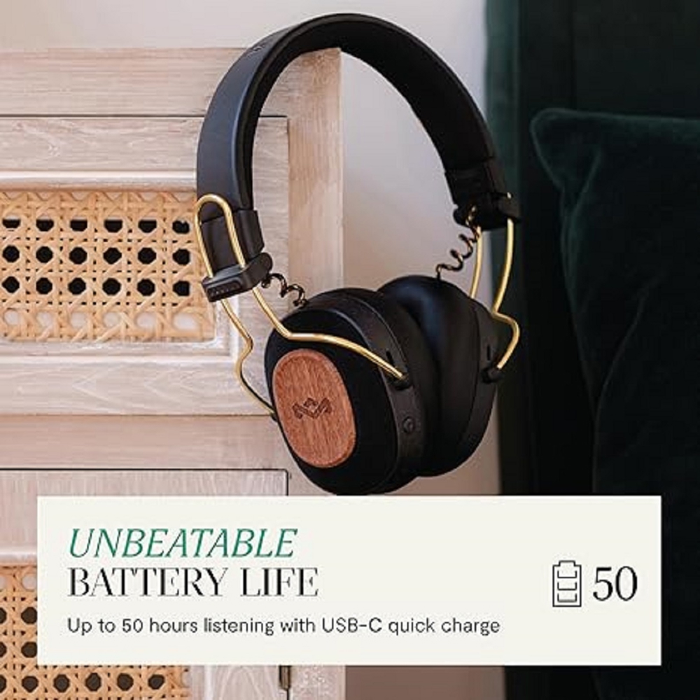 Headset House of Marley EM-JH135-RA, Wireless, Bluetooth, USB, Black