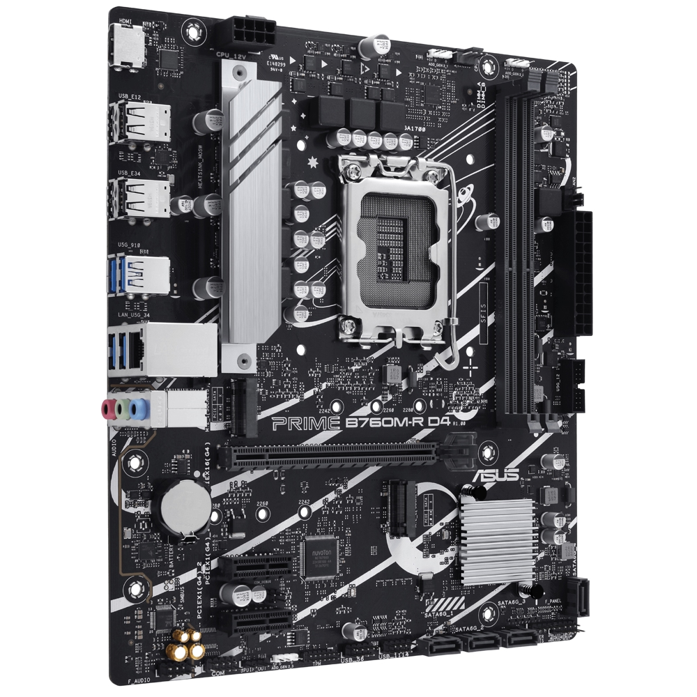 დედა დაფა Asus 90MB1HA0-M0EAY0 Prime B760M-R D4, LGA1700, DDR4, DIMM, 64GB