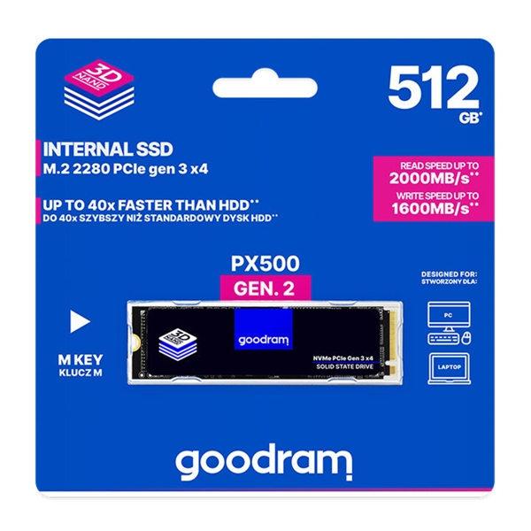 Internal Hard Drive Goodram SSDPR-PX500-512-80-G2 PX500, 512GB, M.2