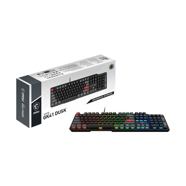 კლავიატურა MSI S11-04RUB01-CLA Vigor GK41 Dusk, Wired, RGB, USB, Gaming Keyboard, Black