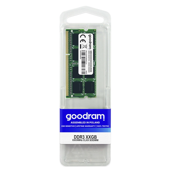 RAM Goodram GR1600S364L11/8GB, RAM 8GB, DDR3 SODIMM, 1600 MHz