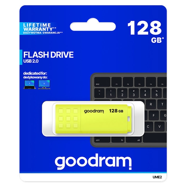 Flash Drive GoodRam UME2-1280Y0R11, 128GB, USB2.0, Yellow