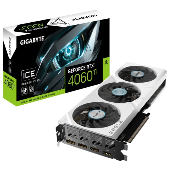 ვიდეო დაფა Gigabyte GV-N406TEAGLEOC ICE-8GD, GeForce RTX 4060 Ti, 8GB, 128bit, HDMI, DP, White