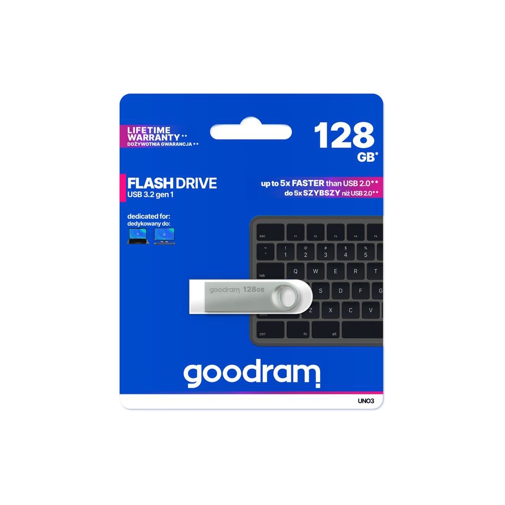 Flash Drive GoodRam UNO3-1280S0R11, 128GB, USB3.2, Silver
