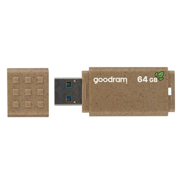 USB ფლეშ მეხსიერება GoodRam UME3-0640EFR11 Eco Friendly, 64GB, USB3.2, Brown